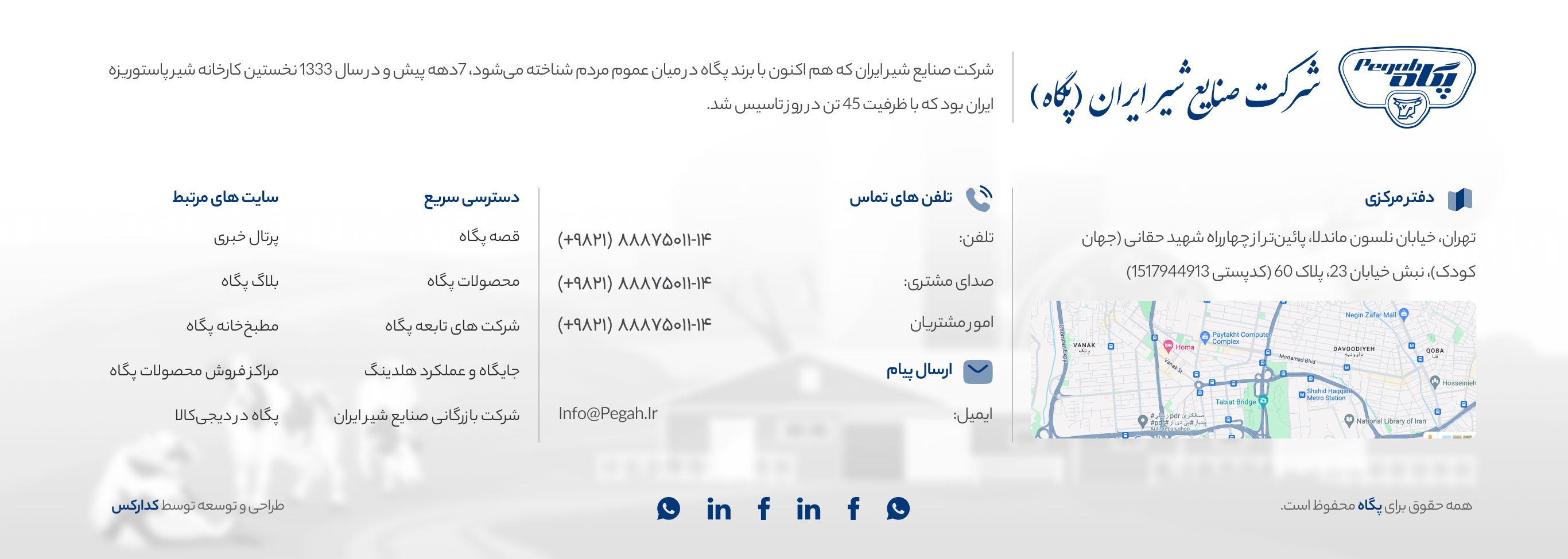 المان های اصلی فوتر سایت شرکتی